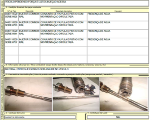 Figura 12 – laudo de analise do injetor em posto autorizado