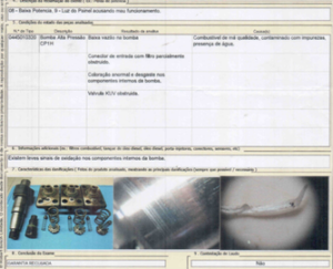 figura 16 – laudo posto autorizado sobre a bomba de alta pressão
