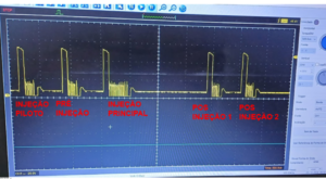 Figura 2 – analise da pós injeção durante a regeneração do filtro DPF com osciloscópio